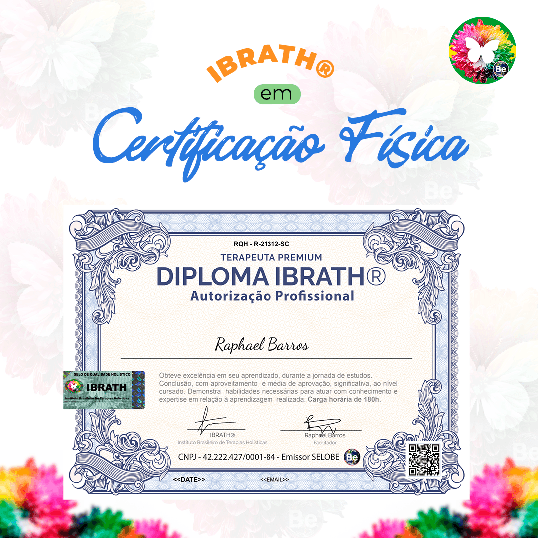 Certificado / Certificação Terapeuta Holístico / Terapia Holística 1A