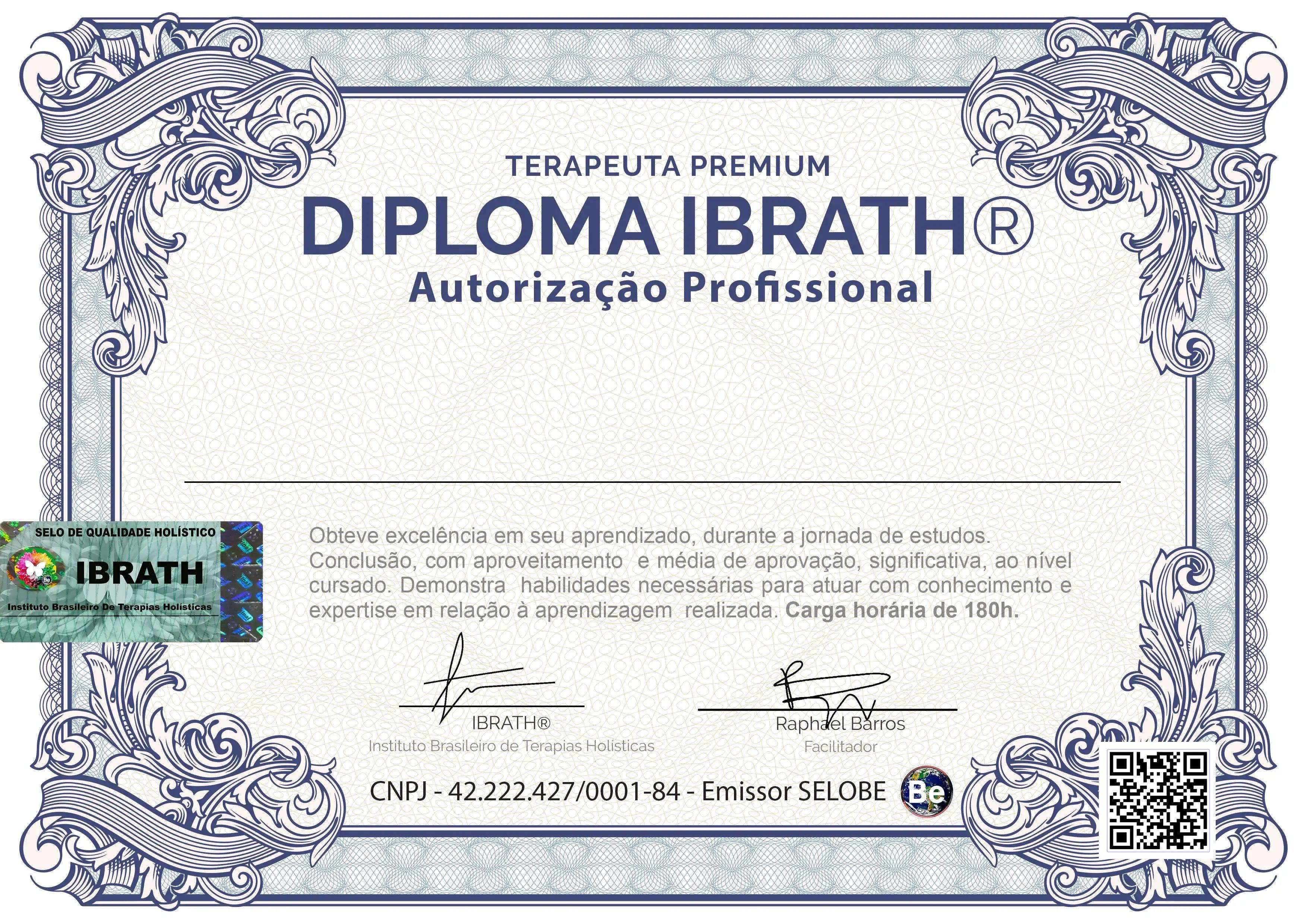 Certificado / Certificação Terapeuta Holístico / Terapia Holística 1A