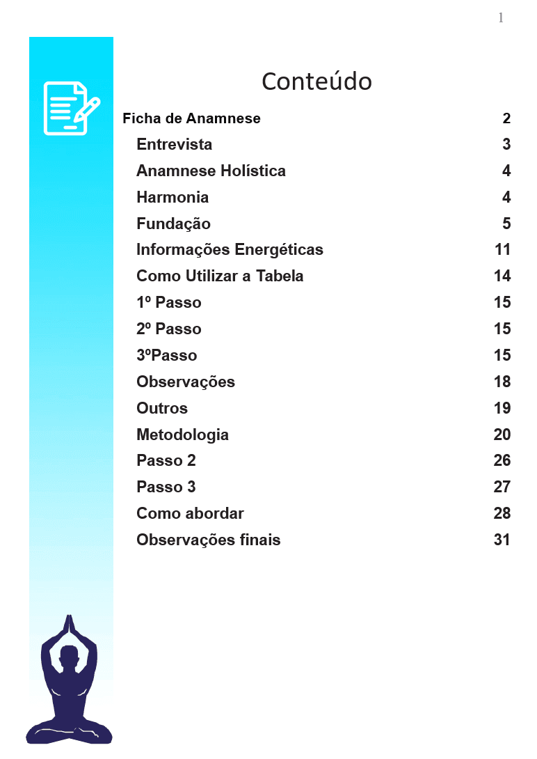 Ficha Geral Anamnese Terapia Holística ®️